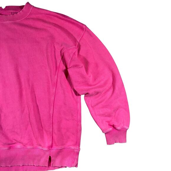 Aerie Oversized Barbie Pink Raw Hem Crewneck Sweater - XS - Picture 2 of 4